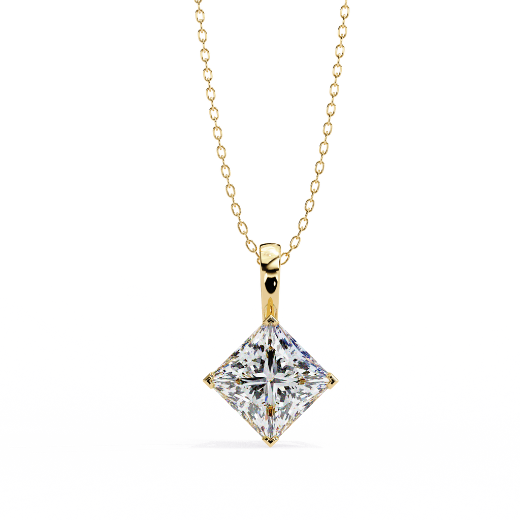 Princess-Cut Natural Diamond Solitaire Pendant