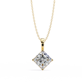 Yellow Gold Princess Cut Diamond Diagonal Solitaire Pendant
