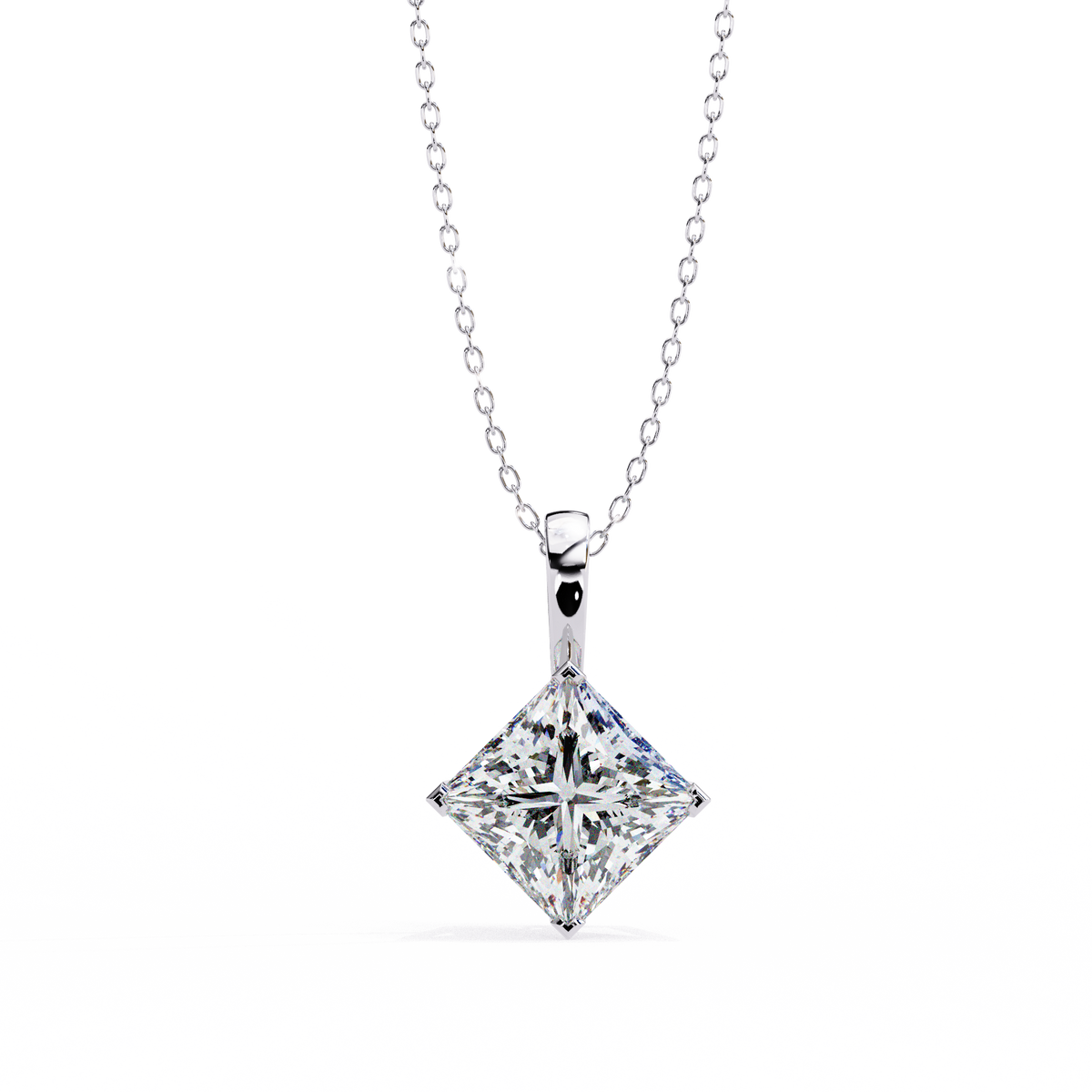 Princess-Cut Natural Diamond Solitaire Pendant