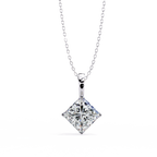 White Gold Princess Cut Diamond Kite Drop Pendant