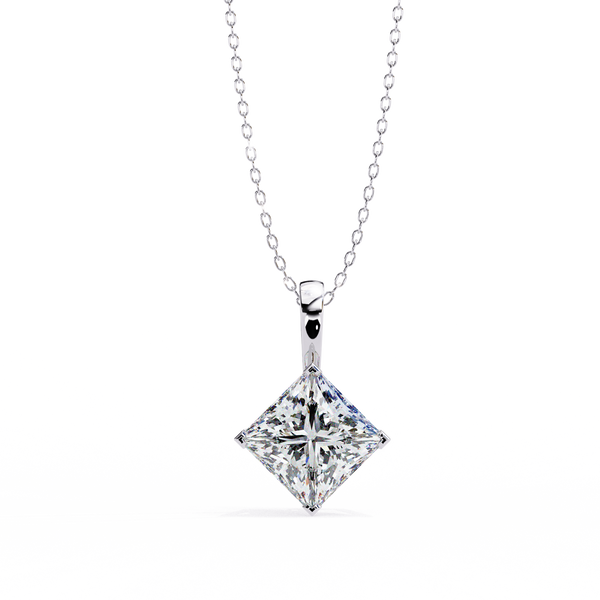 Princess-Cut Natural Diamond Solitaire Pendant