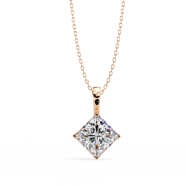 Princess-Cut Natural Diamond Solitaire Pendant