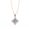 Rose Gold Princess Cut Diamond Diagonal Solitaire Pendant