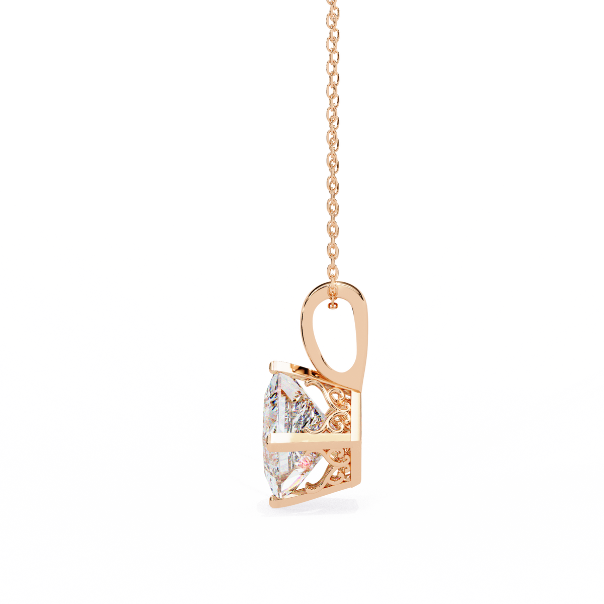 Princess-Cut Natural Diamond Solitaire Pendant