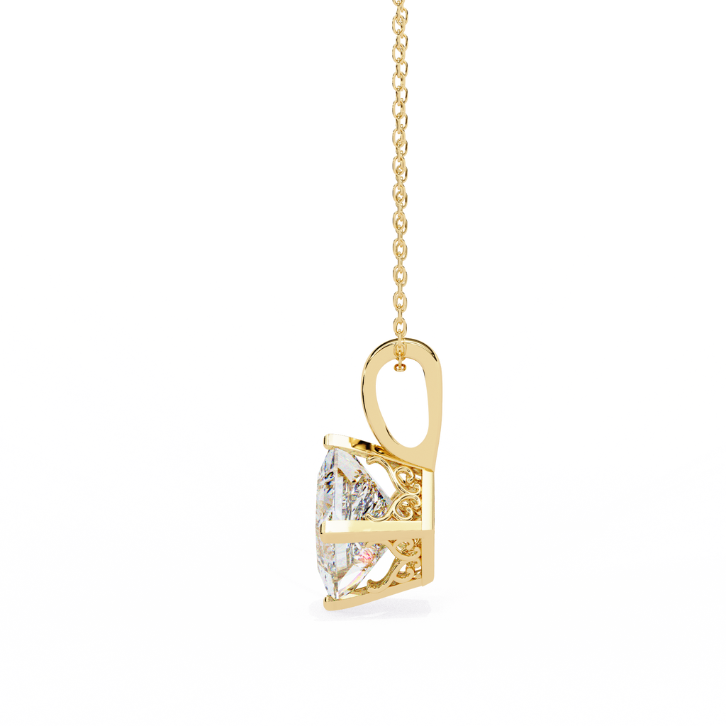 Princess-Cut Natural Diamond Solitaire Pendant
