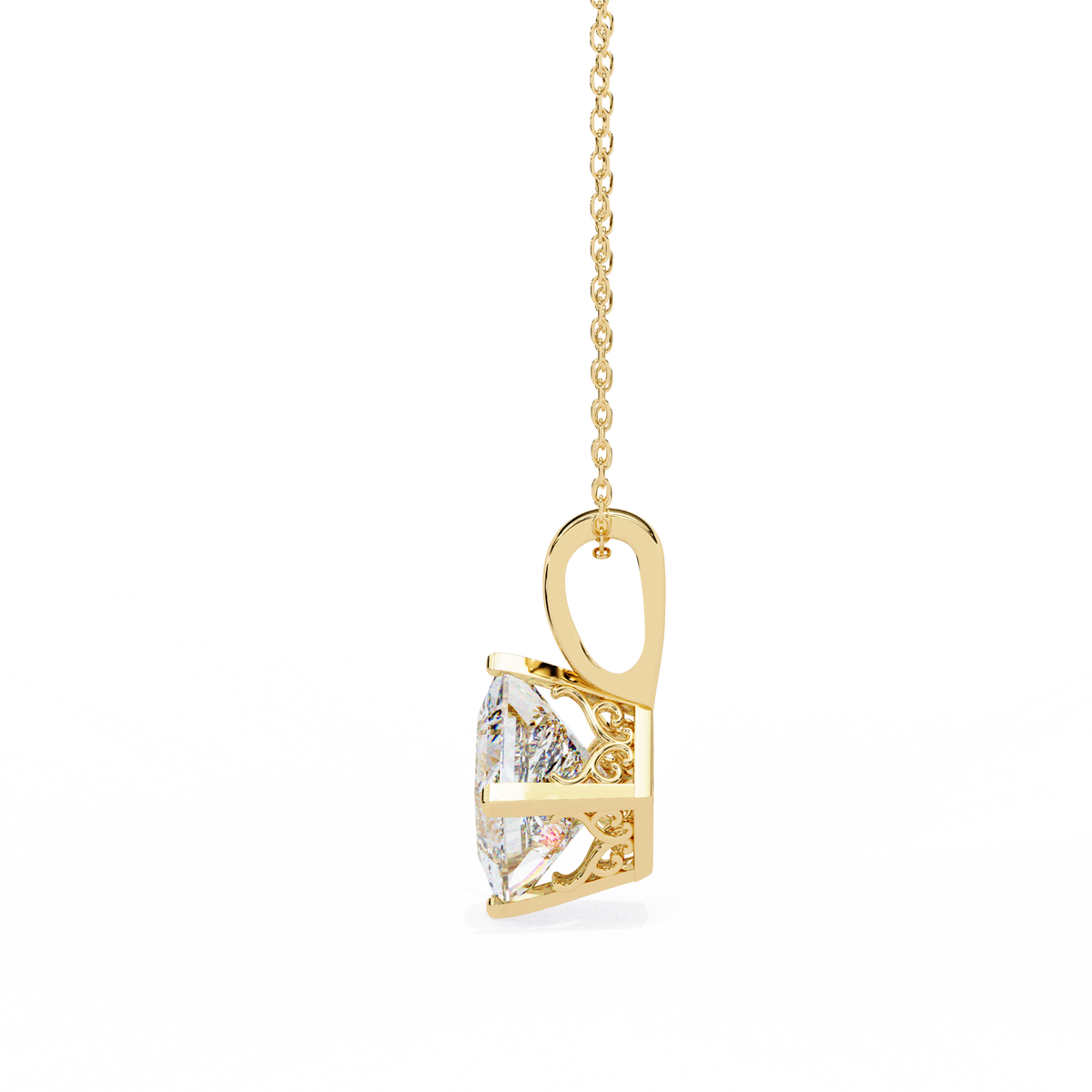 Princess-Cut Natural Diamond Solitaire Pendant