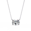 White Gold East-West Oval Four-Claw Diamond Pendant