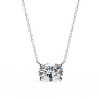 White Gold East-West Oval Four-Claw Diamond Pendant
