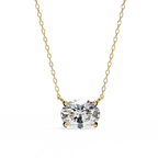 Yellow Gold East-West Oval Diamond Four-Prong Solitaire Pendant
