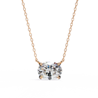 Rose Gold East-West Oval Diamond Four-Prong Solitaire Pendant