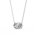 White Gold East-West Oval Four-Claw Diamond Pendant