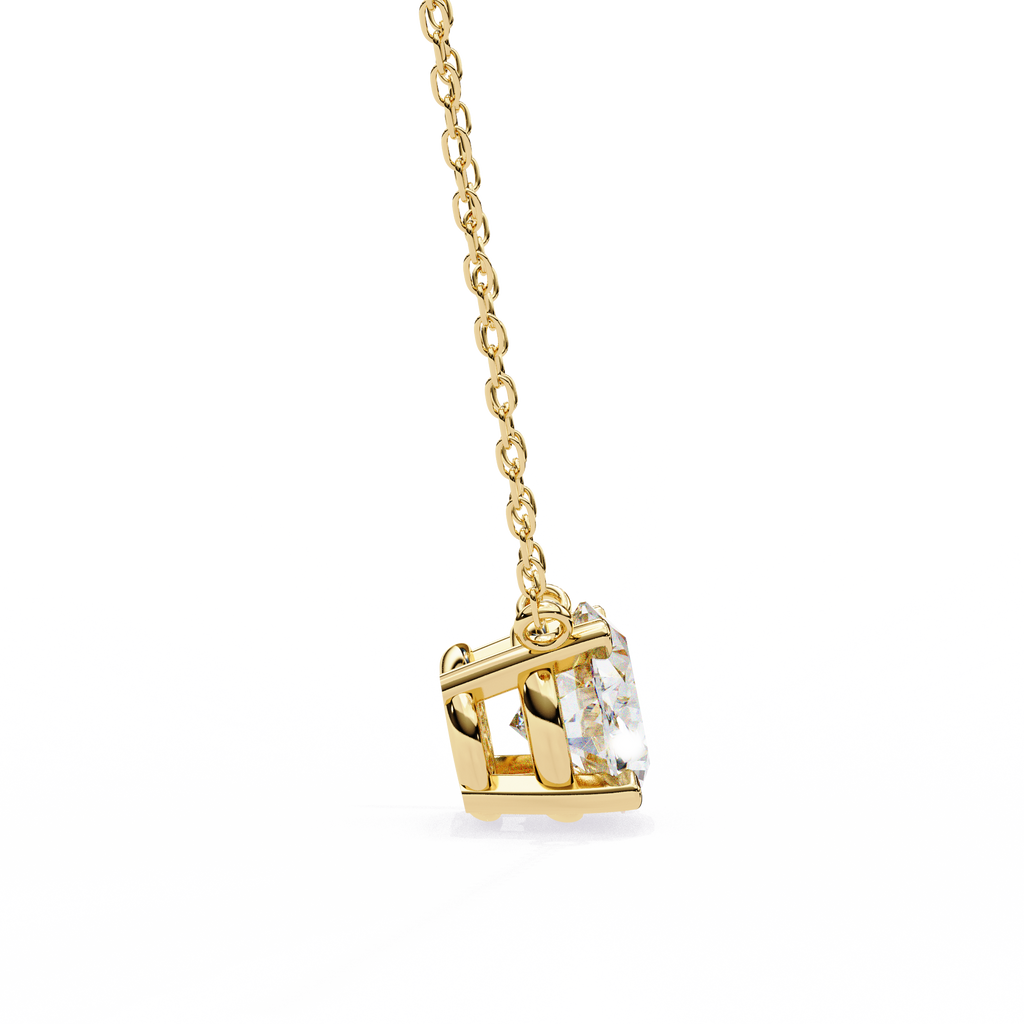 Yellow Gold East-West Oval Diamond Four-Prong Solitaire Pendant