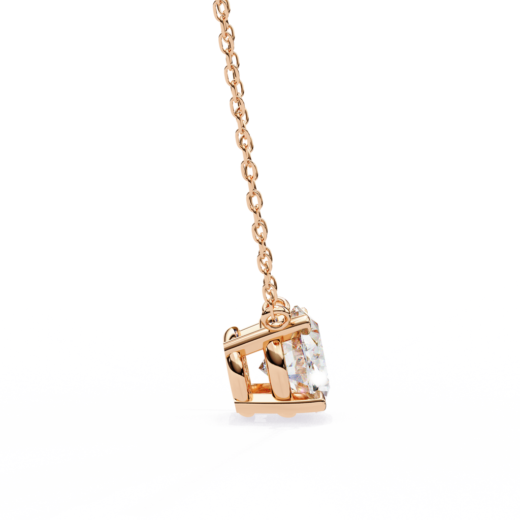 Rose Gold East-West Oval Diamond Four-Prong Solitaire Pendant