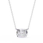 White Gold East-West Oval Four-Claw Diamond Pendant
