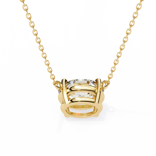 Gold East-West Oval Diamond Four-Prong Solitaire Pendant