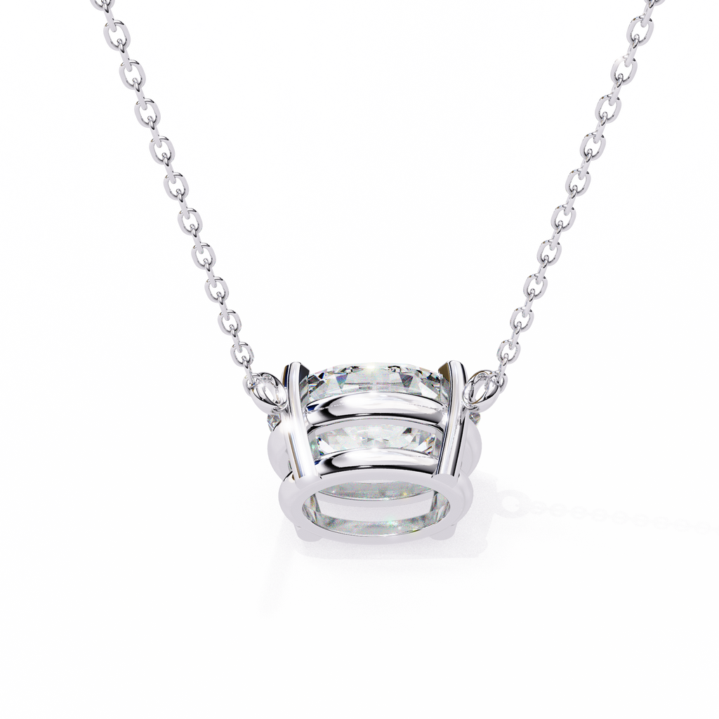 White Gold East-West Oval Four-Claw Diamond Pendant