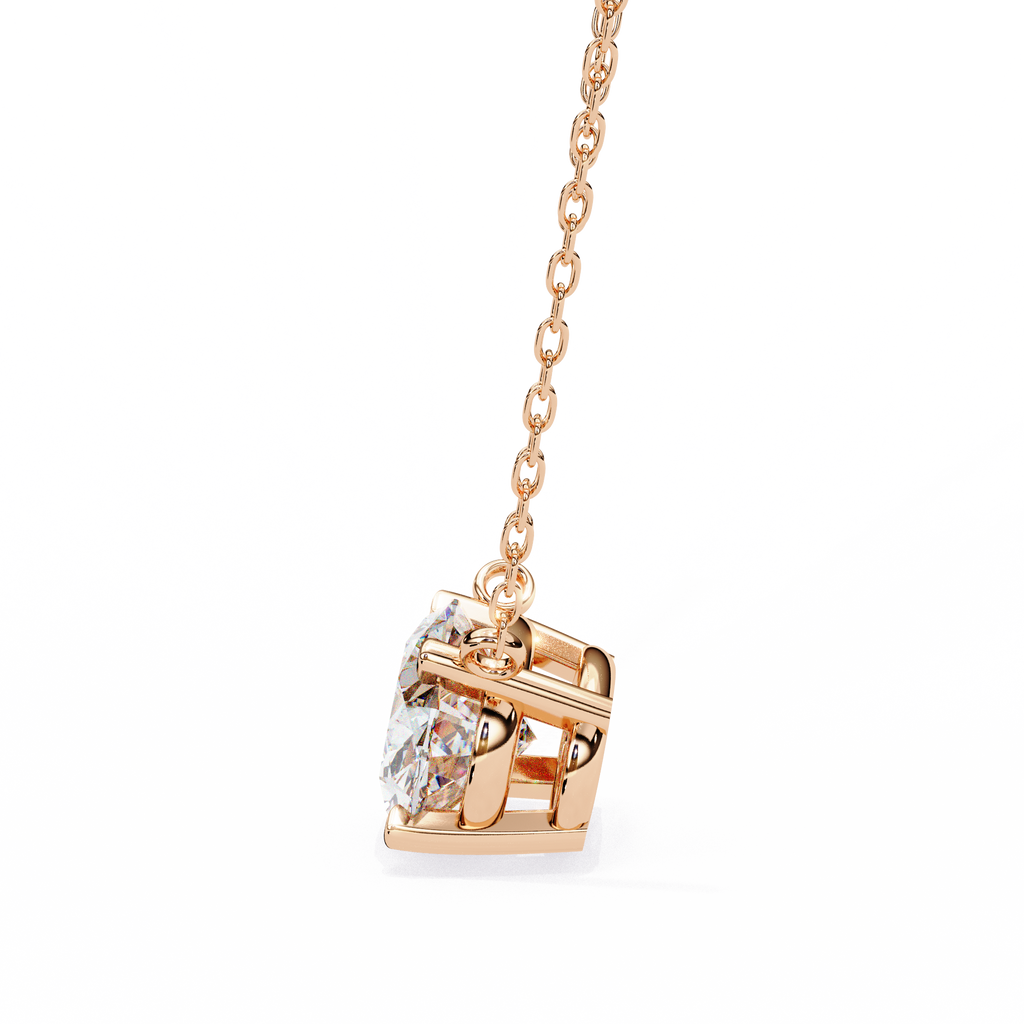 Rose Gold East-West Oval Diamond Four-Prong Solitaire Pendant