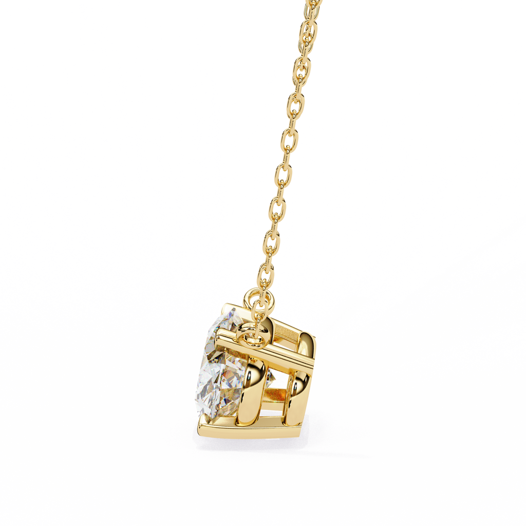 Yellow Gold East-West Oval Diamond Four-Prong Solitaire Pendant