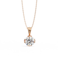 Rose Gold Round Brilliant Diamond Ribbed Bail Solitaire Pendant