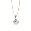 Rose Gold Round Brilliant Diamond Ribbed Bail Solitaire Pendant