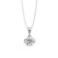 White Gold Double-Claw Round Brilliant Fluted Bail Pendant