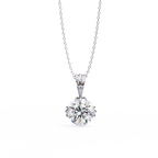 White Gold Double-Claw Round Brilliant Fluted Bail Pendant