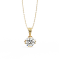 Yellow Gold Round Brilliant Diamond Ribbed Bail Solitaire Pendant