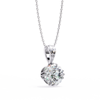 White Gold Double-Claw Round Brilliant Fluted Bail Pendant