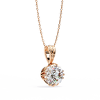 Rose Gold Round Brilliant Diamond Ribbed Bail Solitaire Pendant