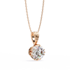 Rose Gold Round Brilliant Diamond Ribbed Bail Solitaire Pendant