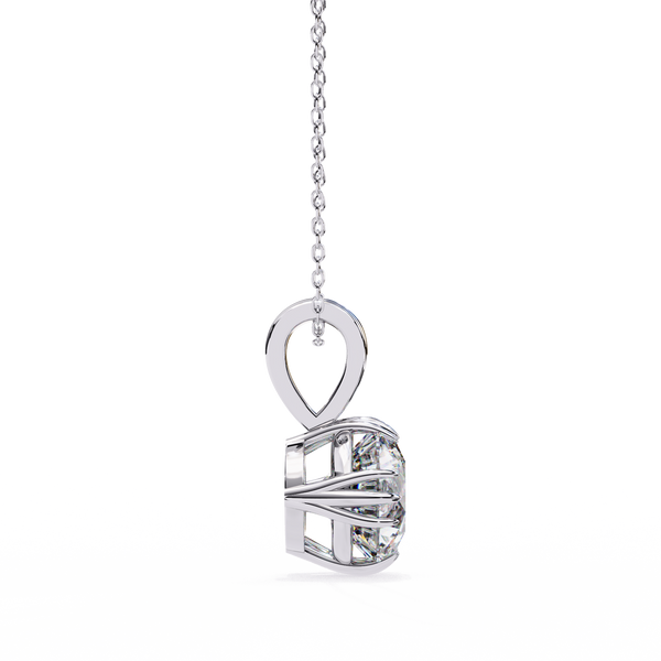 White Gold Double-Claw Round Brilliant Fluted Bail Pendant