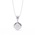 White Gold Double-Claw Round Brilliant Fluted Bail Pendant