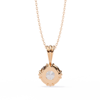 Rose Gold Round Brilliant Diamond Ribbed Bail Solitaire Pendant