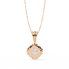 Rose Gold Round Brilliant Diamond Ribbed Bail Solitaire Pendant