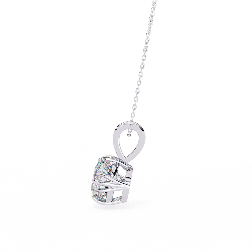 White Gold Double-Claw Round Brilliant Fluted Bail Pendant