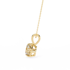 Yellow Gold Round Brilliant Diamond Ribbed Bail Solitaire Pendant