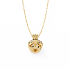 Yellow Gold Round Brilliant Diamond Ribbed Bail Solitaire Pendant