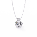 White Gold Double-Claw Round Brilliant Fluted Bail Pendant