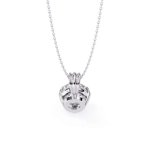 White Gold Double-Claw Round Brilliant Fluted Bail Pendant