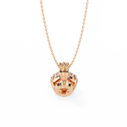 Rose Gold Round Brilliant Diamond Ribbed Bail Solitaire Pendant