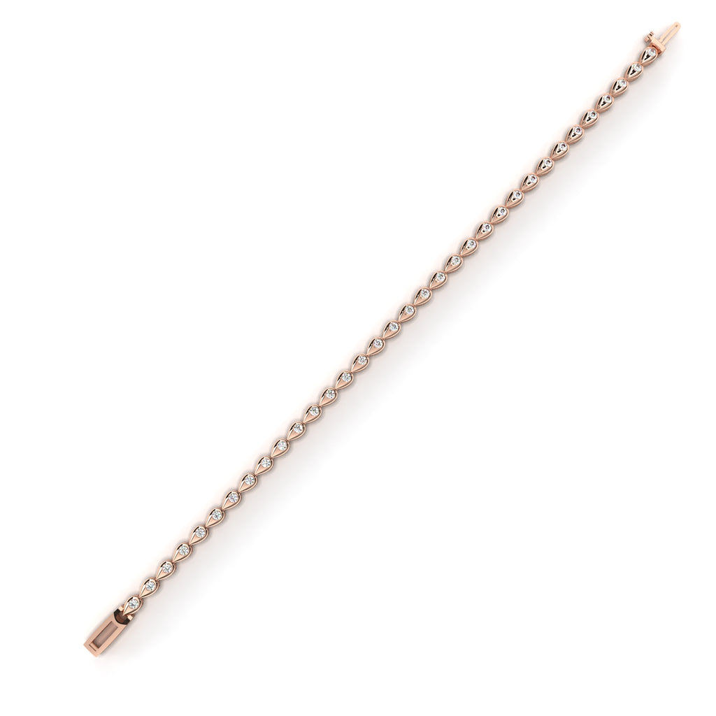 Rose Gold Teardrop Diamond Bangle Bracelet