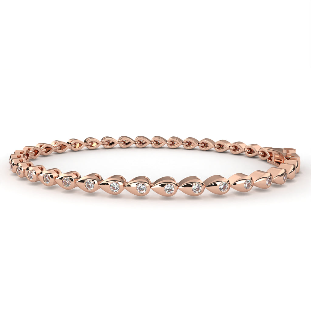 Rose Gold Teardrop Diamond Bangle Bracelet