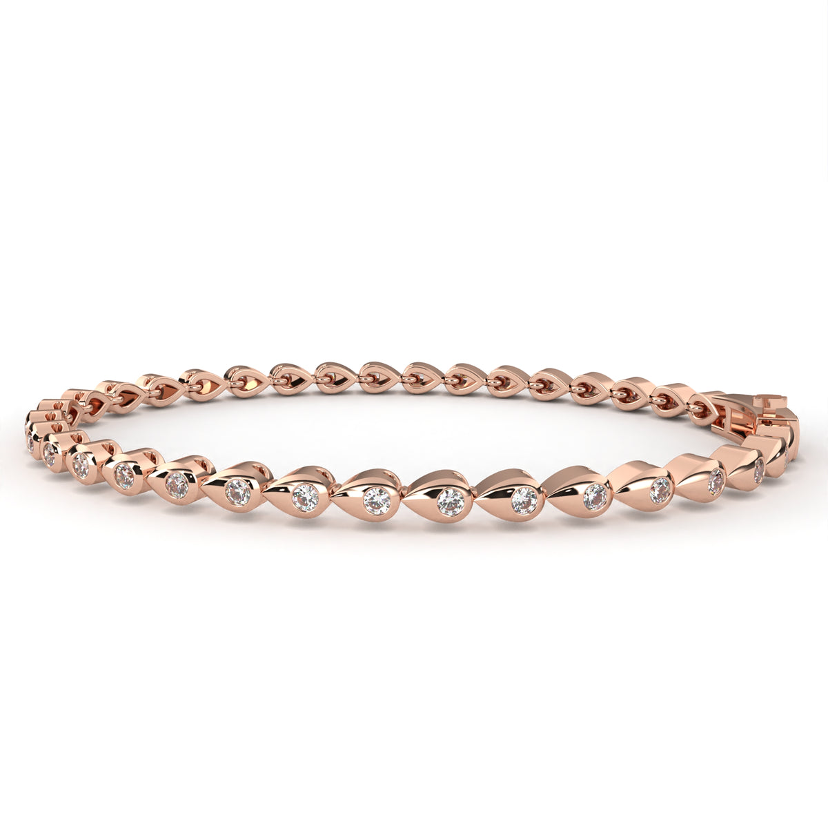 Rose Gold Teardrop Diamond Bangle Bracelet