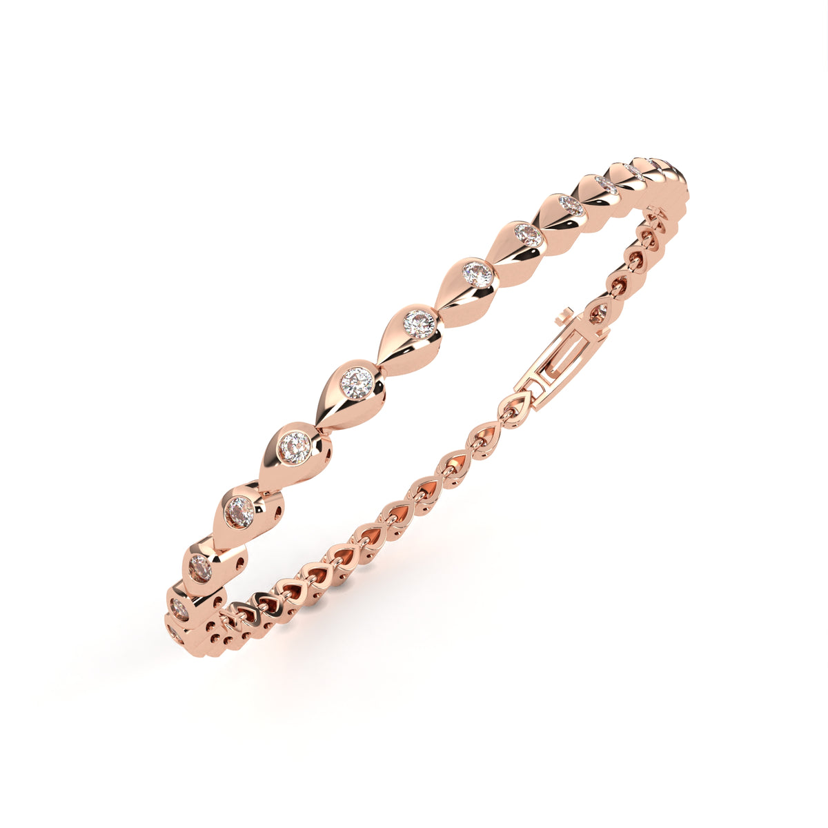Rose Gold Teardrop Diamond Bangle Bracelet