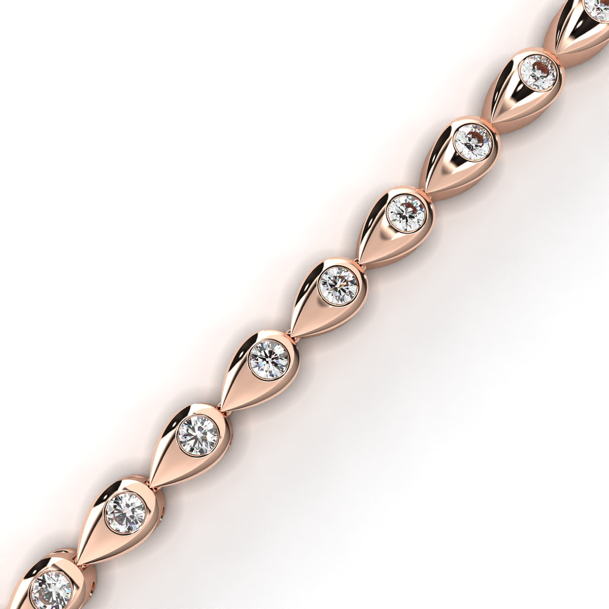 Rose Gold Teardrop Diamond Bangle Bracelet