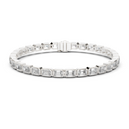 East-West Emerald-Cut Bezel Diamond Tennis Bracelet