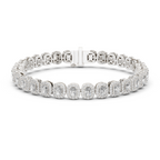 Radiant-Cut Halo Cluster Diamond Tennis Bracelet