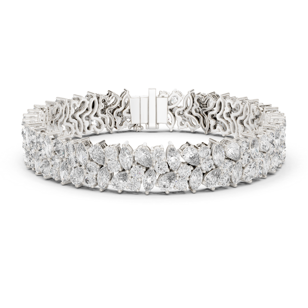 Laurel Cascade Silver Cluster Bracelet