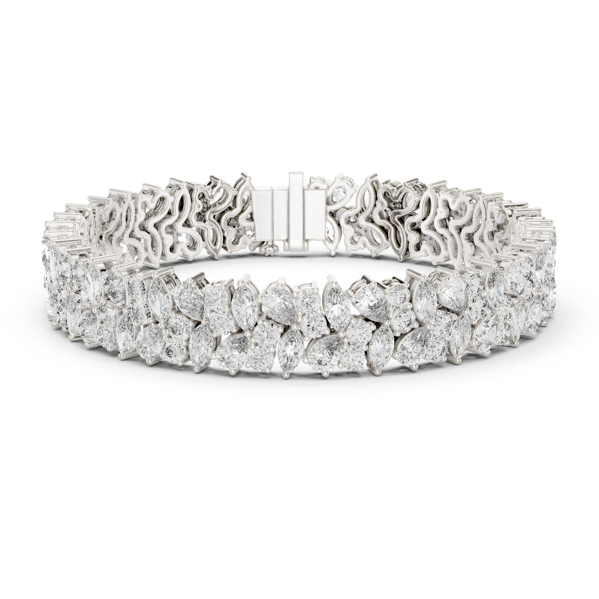 Laurel Cascade Silver Cluster Bracelet