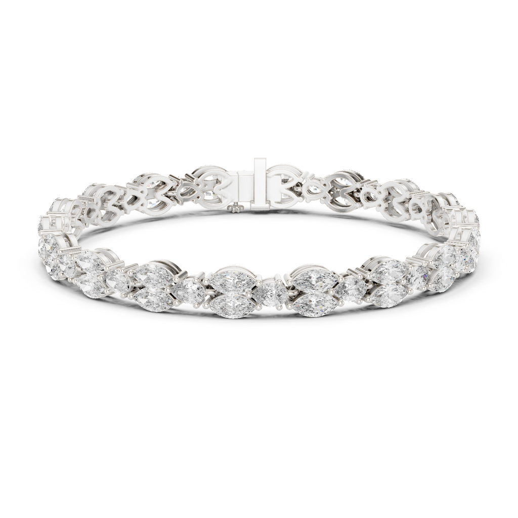 Marquise & Pear Petal Cluster Diamond Tennis Bracelet